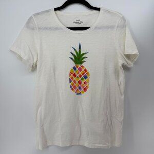 J CREW Pineapple Print Multicolor Graphic Short Sleeve Tee T-Shirt Medium